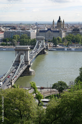 Chain Bridge over the Danube in Budapest, Hungary 