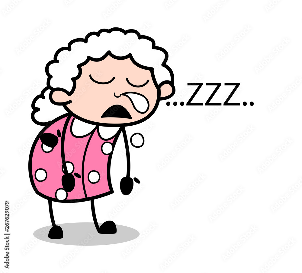 Sleeping and Nose Running - Old Woman Cartoon Granny Vector Illustration Sleeping and Nose Running - Old Woman Cartoon Granny Vector Illustration