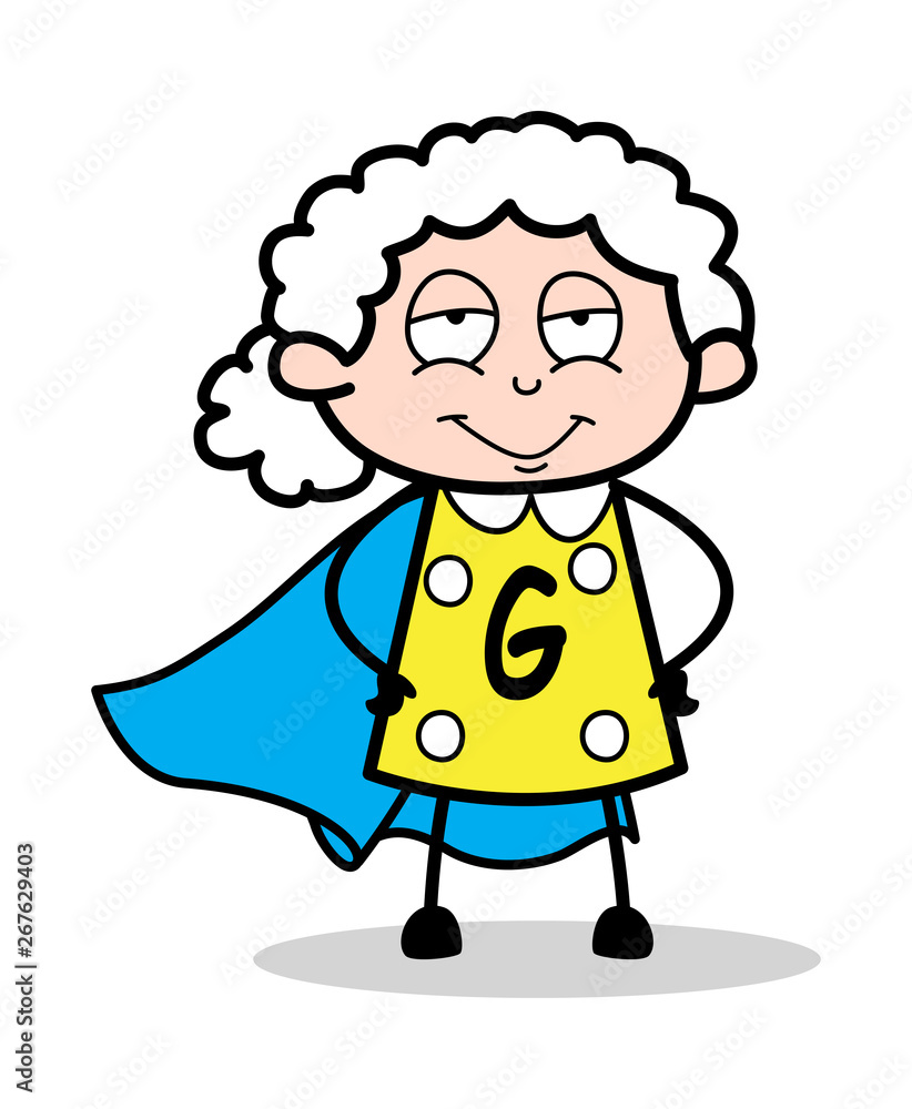 Super Woman Smiling Face - Old Woman Cartoon Granny Vector Illustration Super Woman Smiling Face - Old Woman Cartoon Granny Vector Illustration