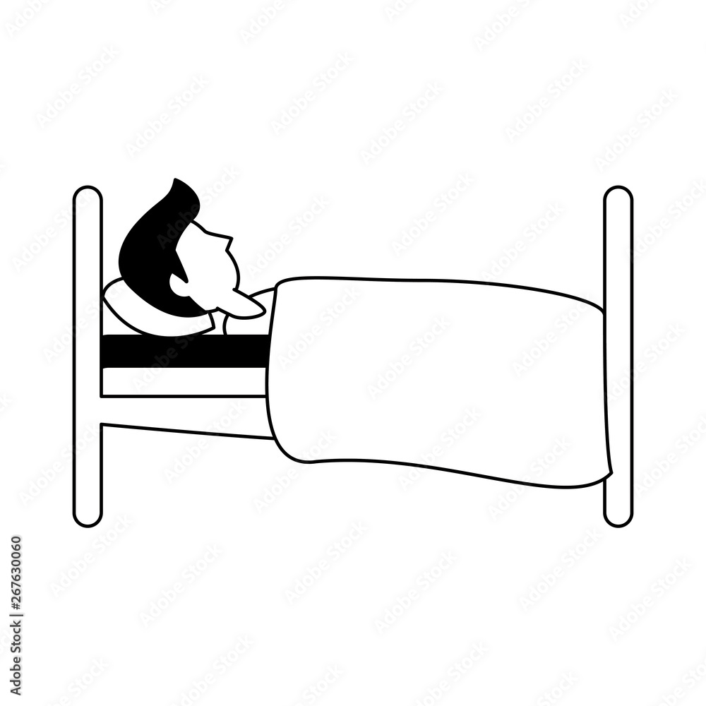 Man sleeping on bed sideview cartoon Stock Vector Adobe Stock