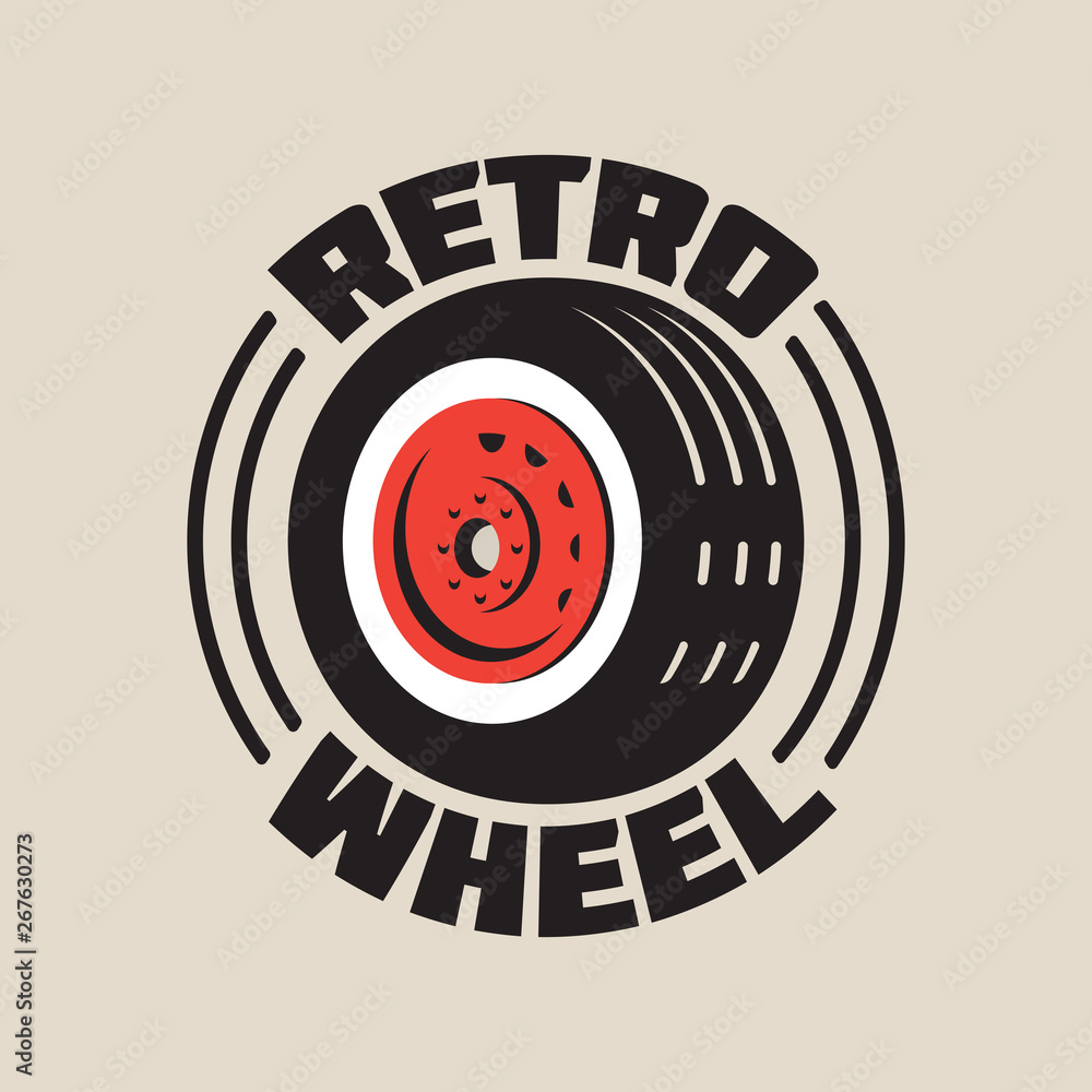 Grunge illustration of retro car wheel Grunge illustration of retro car wheel