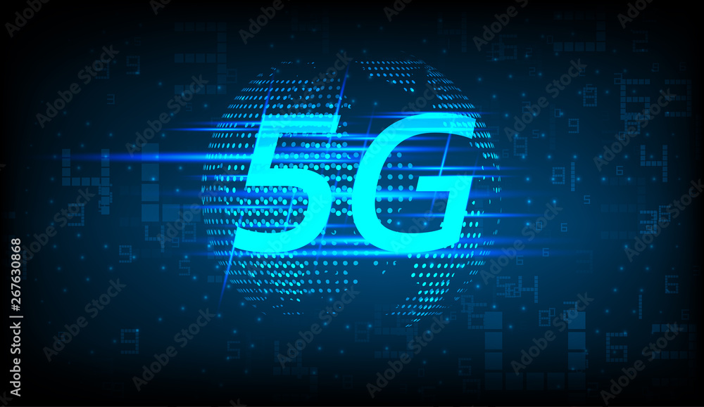 5G new wireless internet connection with abstract globe and digits 5G new wireless internet connection with abstract globe and digits