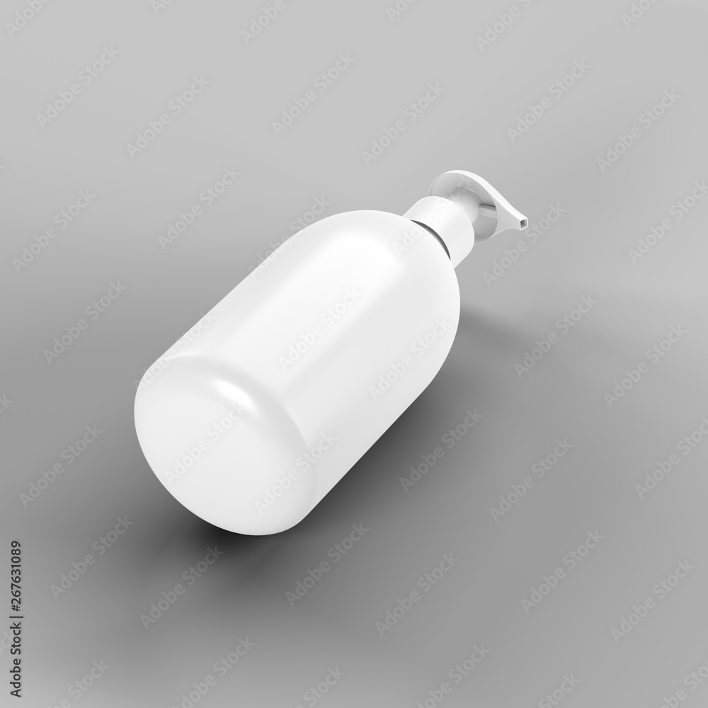 White bath bottle mockup. 3d illustration White bath bottle mockup. 3d illustration