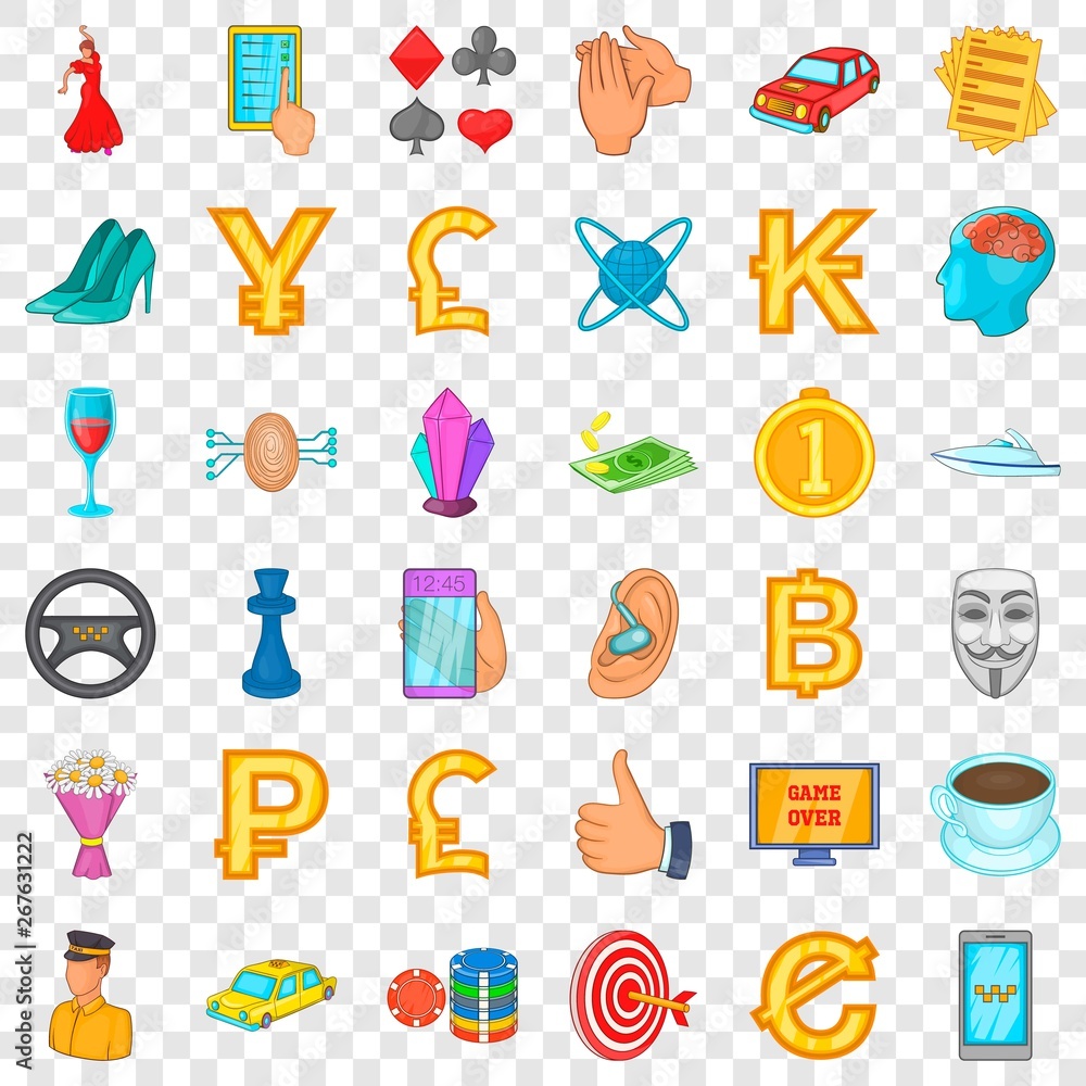 Cards icons set. Cartoon style of 36 cards vector icons for web for any design Cards icons set. Cartoon style of 36 cards vector icons for web for any design