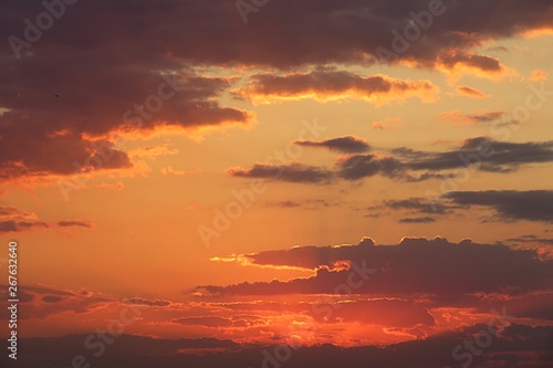 Beautiful fiery orange sunset over the city, natural background © natalya2015