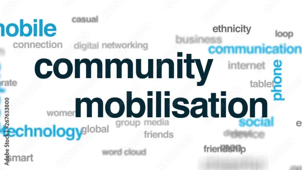 Community mobilisation word cloud. Kinetic typography. Community mobilisation word cloud. Kinetic typography.
