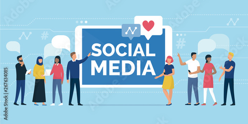 People and social media community online