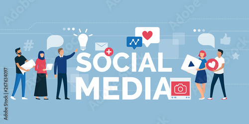 People and social media community online