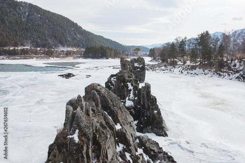 Fast mountain river Katun i...