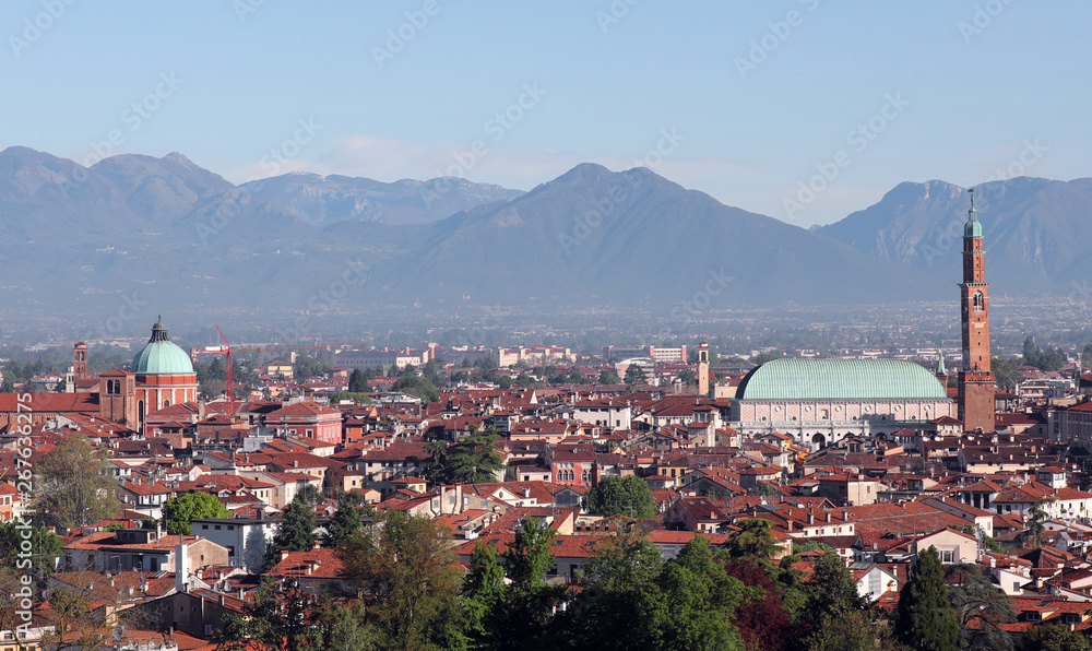 breathtaking view of Vicenza with Basilica Palladiana in the for
