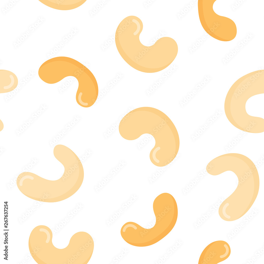 Cashew nuts seamless pattern on white background Cashew nuts seamless pattern on white background