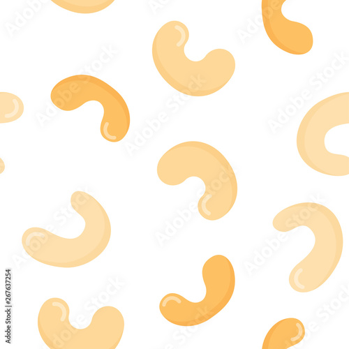 Cashew nuts seamless pattern on white background