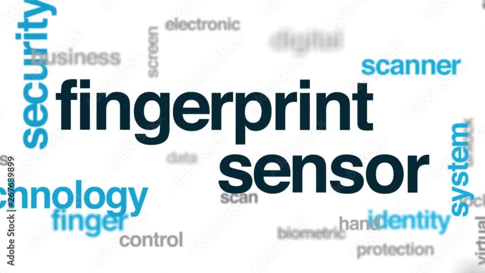 Fingerprint sensor animated word cloud. Kinetic typography. Fingerprint sensor animated word cloud. Kinetic typography.