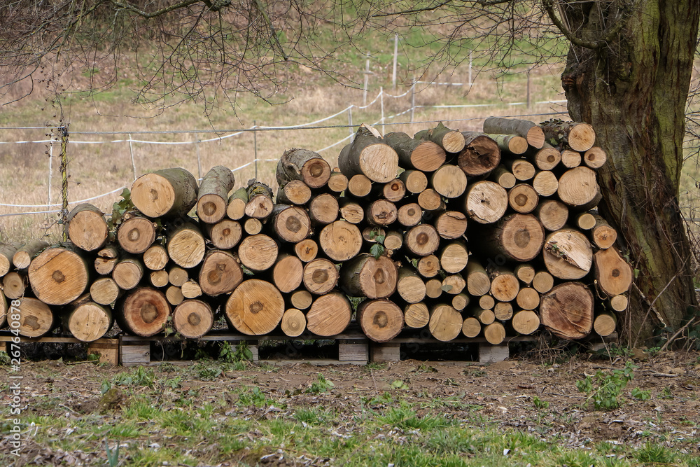 Holzstoß, Brennholz Holzstoß, Brennholz