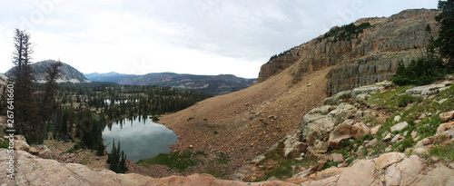 Hiking in Uinta National Forest in the Wasatch Mountains of Utah photo