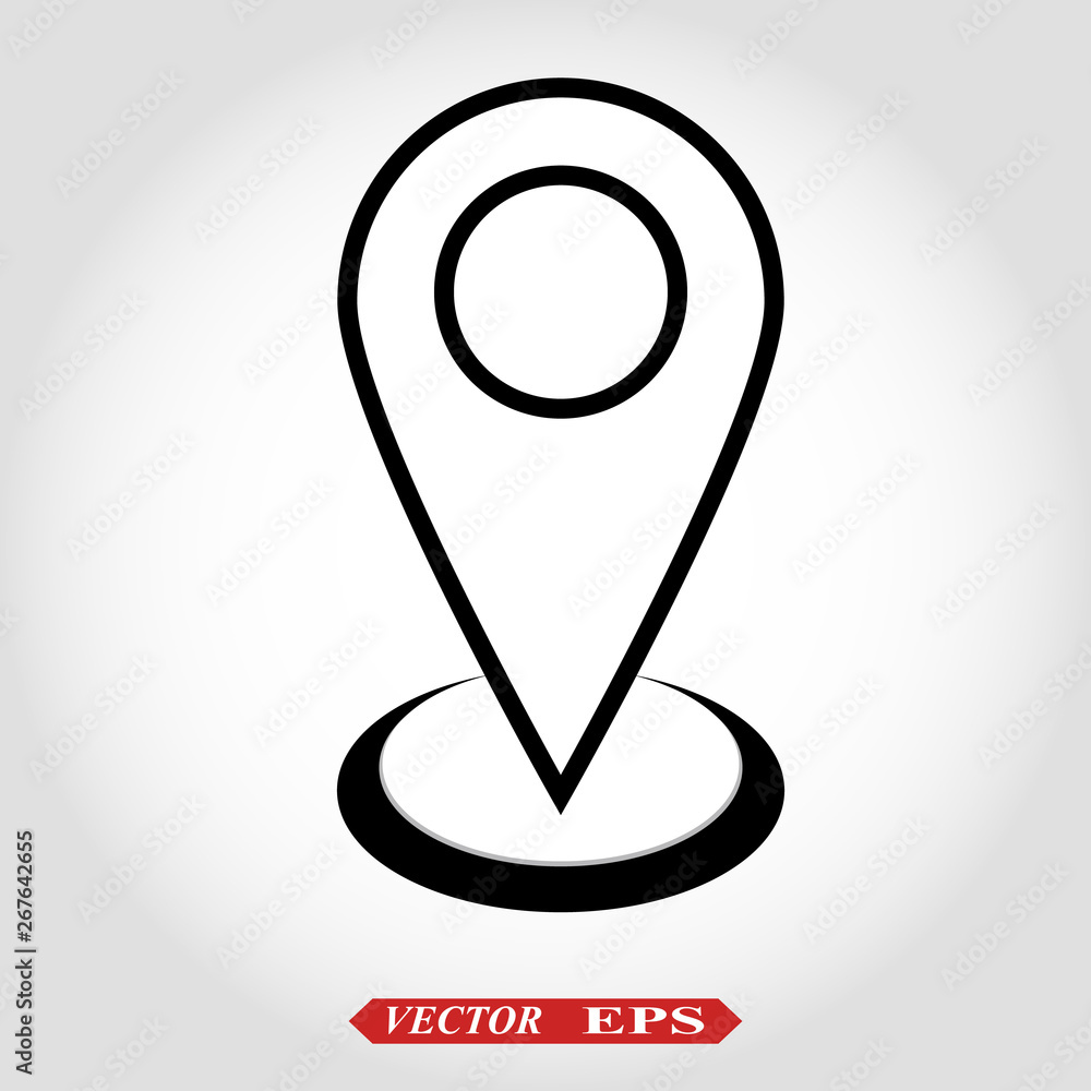 Pin icon vector. Location sign Isolated on white background. Navigation map, gps, direction, place, compass, contact, search concept. Flat style for graphic design, logo, Web, UI, mobile app, EPS10 Pin icon vector. Location sign Isolated on white background. Navigation map, gps, direction, place, compass, contact, search concept. Flat style for graphic design, logo, Web, UI, mobile app, EPS10