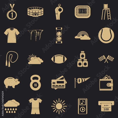 Tennis icons set. Simple set of 25 tennis vector icons for web for any design