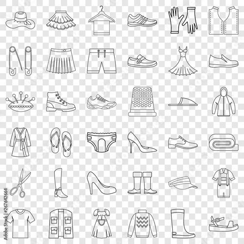 Summer icons set. Outline style of 36 summer vector icons for web for any design