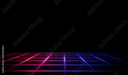 Empty stage, neon lights, s...