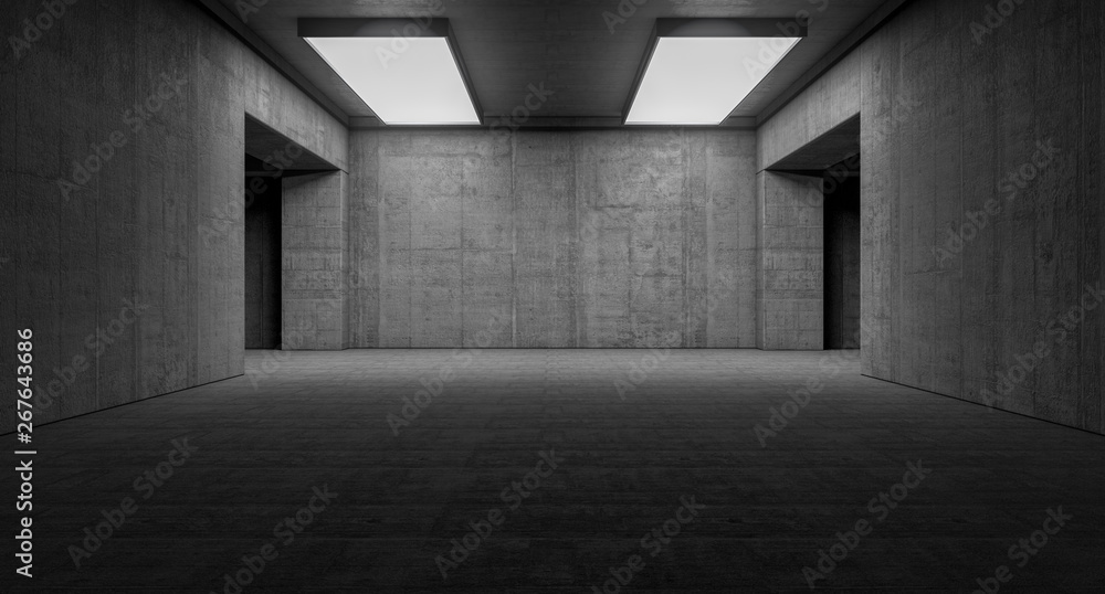 Empty abstract concrete wall and lateral lights, Interior concept background .3d Render Empty abstract concrete wall and lateral lights, Interior concept background .3d Render
