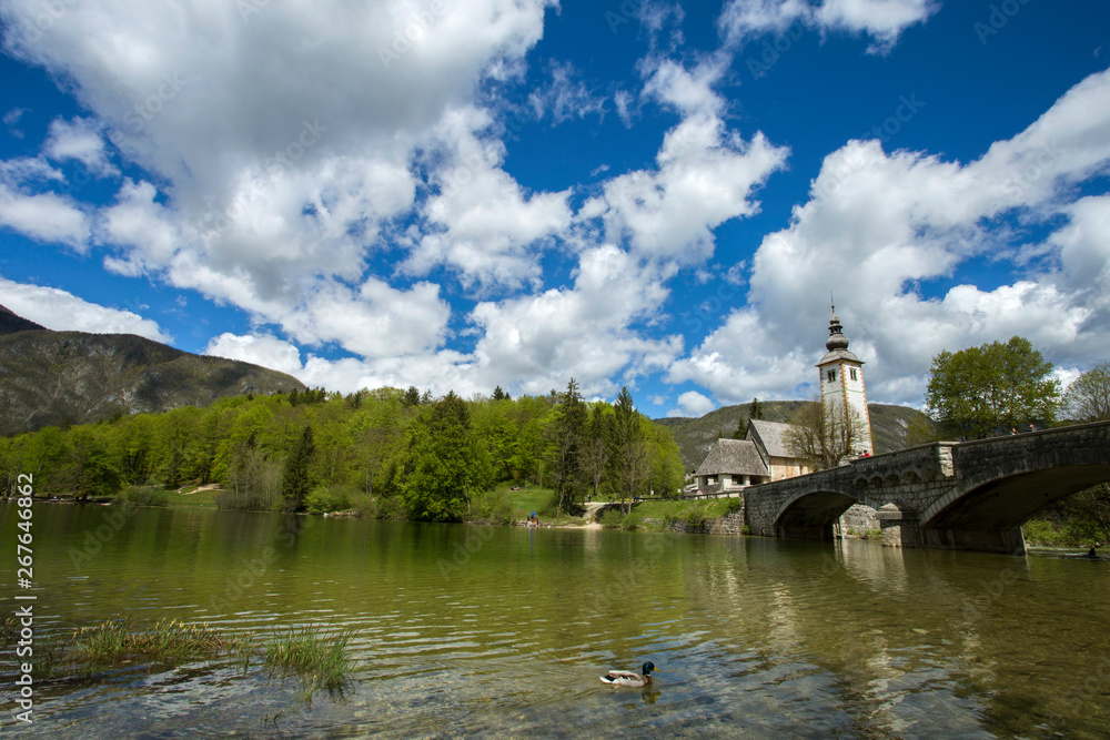 Ribcev laz, village on Bohinj lake in Slovenia, landscape, Ribcev laz, village on Bohinj lake in Slovenia, landscape,