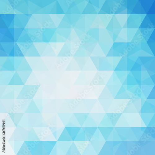 Background of blue, white geometric shapes. Abstract triangle geometrical background. Mosaic pattern. Vector EPS 10. Vector illustration