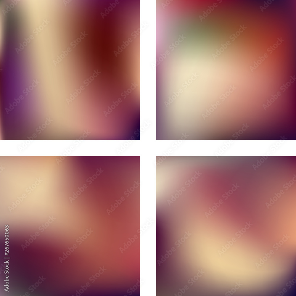 Fototapeta premium Set with brown abstract blurred backgrounds. Vector illustration. Modern geometrical backdrop. Abstract template.