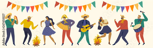 Festa Junina. Vector templates for Latin American holiday, the June party of Brazil. Design for banner and over use.