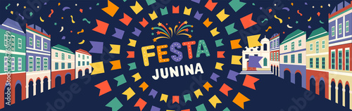 Festa Junina illustration. Latin American holiday. Vector banner.