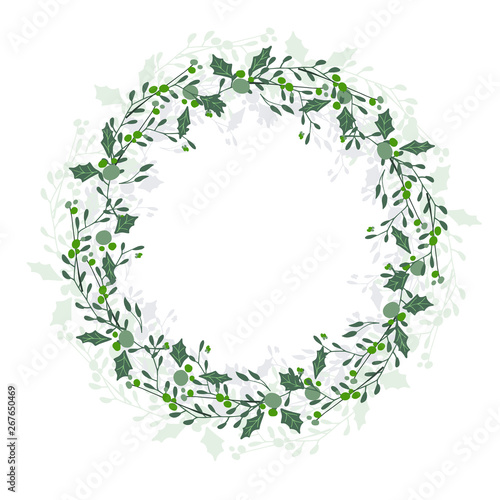 Wreath of leaves  plants  branches and flowers