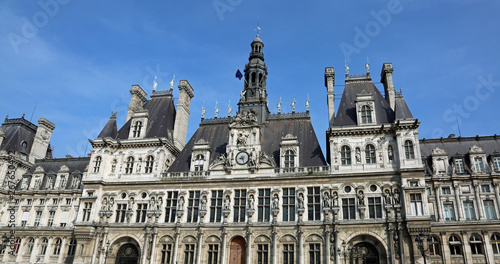 wide facade of town Hall of Paris