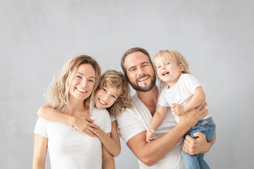 Parents with children having fun at home