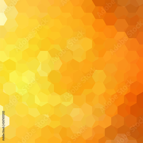 Background made of yellow, orange hexagons. Square composition with geometric shapes. Eps 10