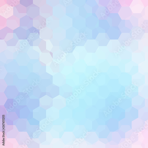 Fototapeta Naklejka Na Ścianę i Meble -  Geometric pattern, vector background with hexagons in pastel blue, pink tones. Illustration pattern