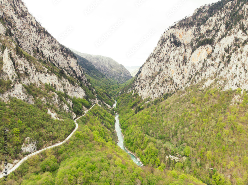 Aerial view of Tara River Canyon, Montenegro
