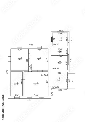 Floor plan 2d. Black&white floor plan. Floorplan