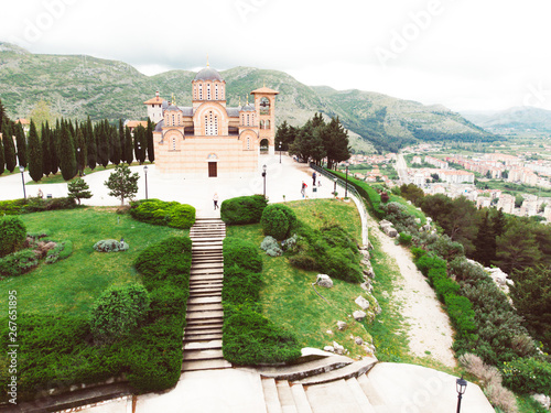 Aerial view of the monastery Hercegovacka Gracanica in Trebinje. Bosnia and Hercegovina photo