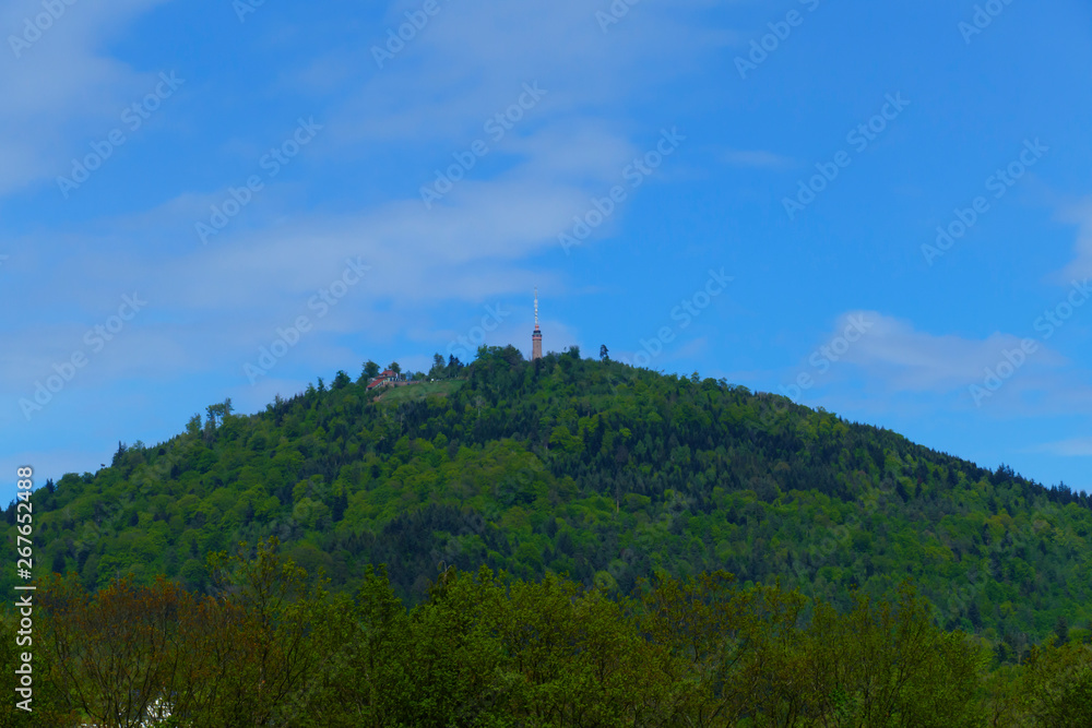 Blick auf den Berg Merkur, mit Aussichtsturm in Baden-Baden 