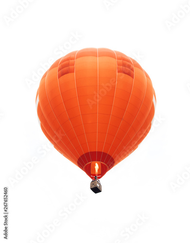 colorful hot air balloon flying in sky, isolated on white background