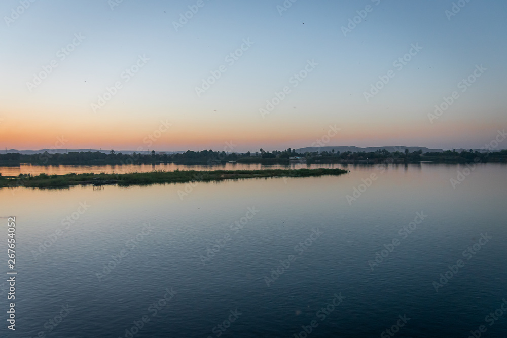 Sunset of the Nile, in Edfu. Egypt.