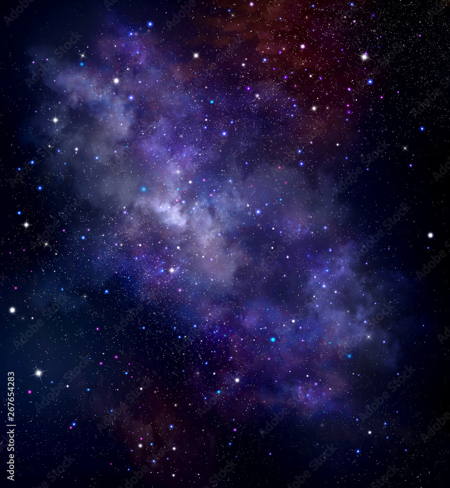 Night sky, space background with nebula and stars