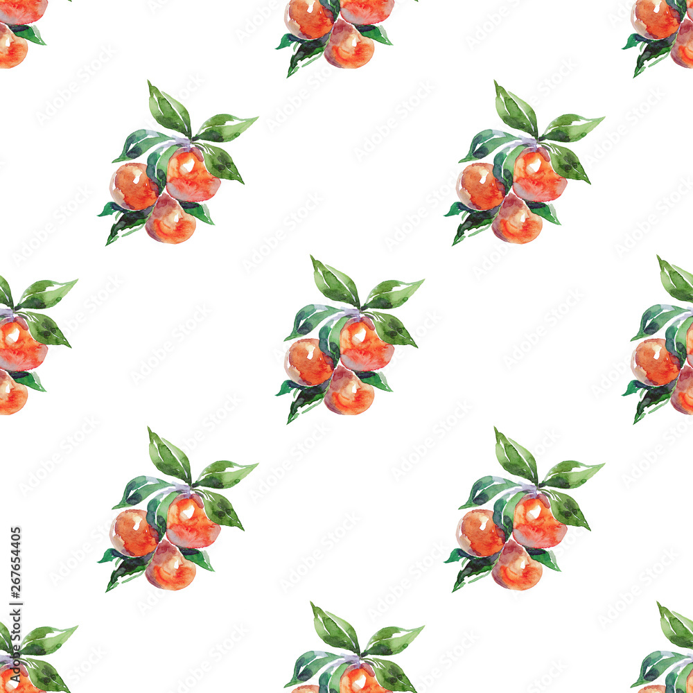 Watercolor seamless pattern with fruits isolated on white Watercolor seamless pattern with fruits isolated on white