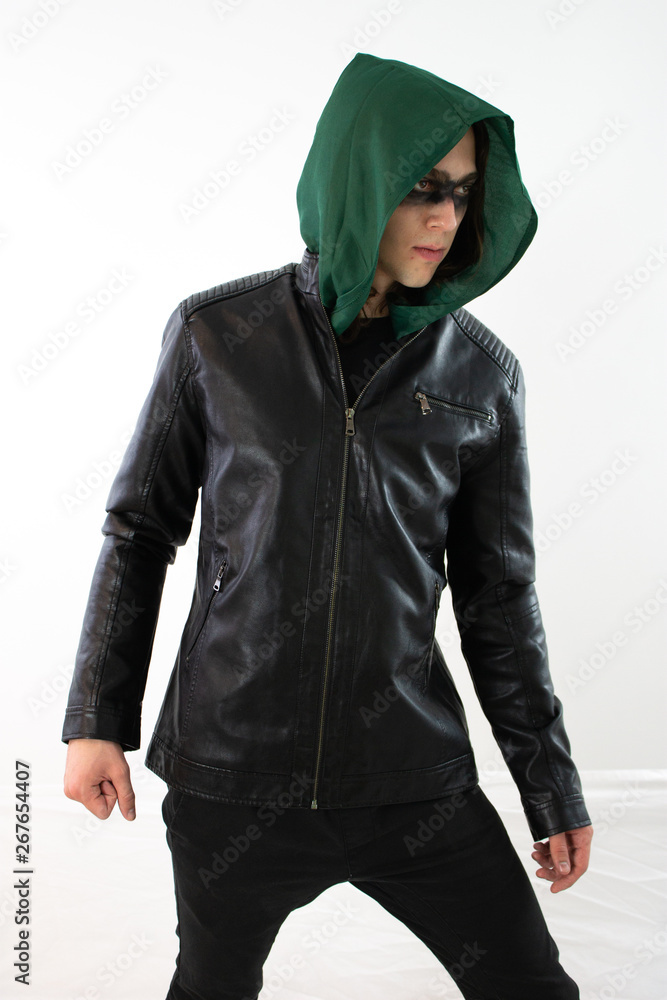 Mysterious man in black leather Mysterious man in black leather