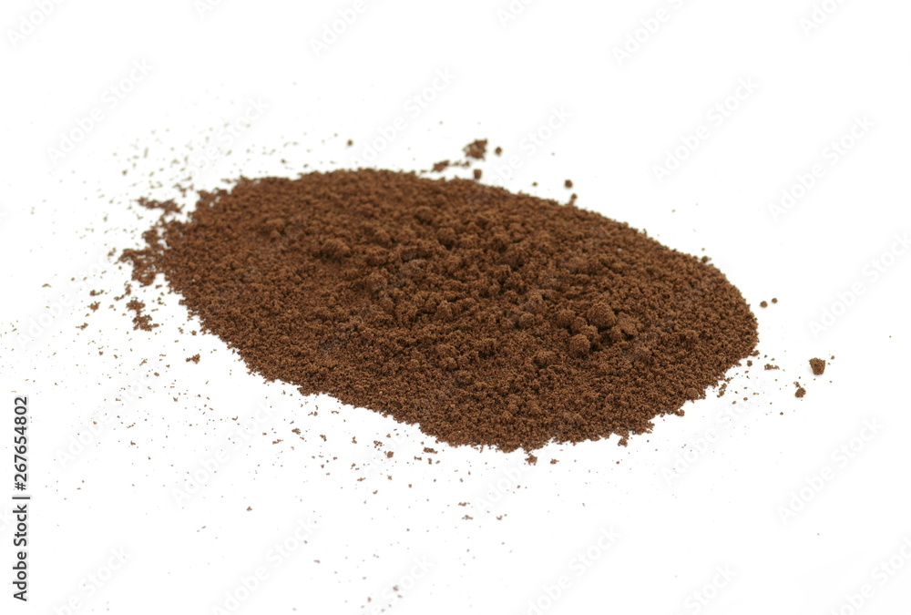Coffee powder isolated of white background. Coffee powder isolated of white background.