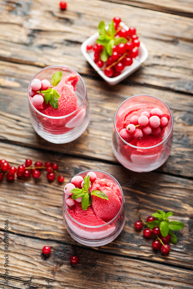 Frozen homade sorbet with red currant Frozen homade sorbet with red currant