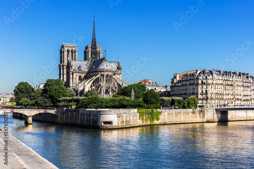 Notre Dame de Paris Cathedral on the Cite Island. Paris, France
