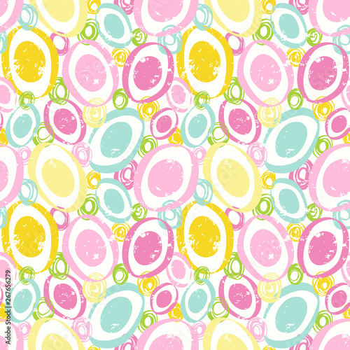 Abstract ovals in cute pastel colors. Seamless vector pattern with circles.