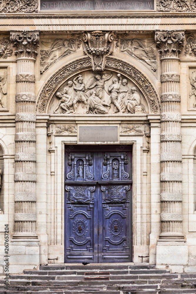 Saint-Etienne-du-Mont church: Architectural details. Paris, France