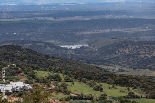Obraz na płótnie pamoramic view of extremadura dehesa w salonie