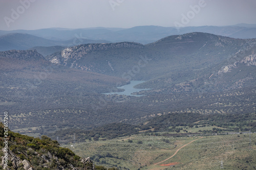Obraz na płótnie pamoramic view of extremadura dehesa w salonie